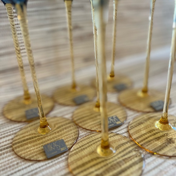 Set 2 - 1993 VTG MIKASA LIDO NYE Champagne Flute Wine Glass Blue Yellow Ombré - Picture 7 of 11